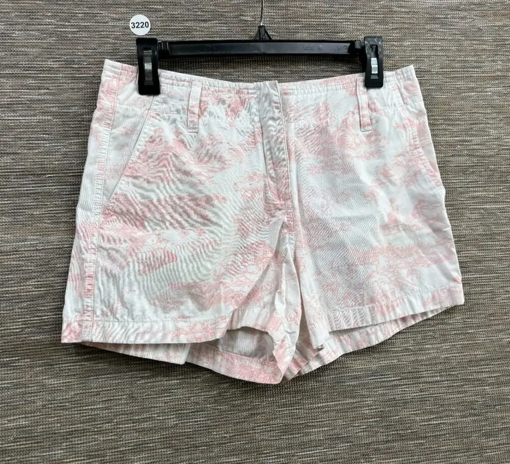 Vintage Herman Geist Women Sz 10 White/Pink Toile De Jouy Pattern Shorts